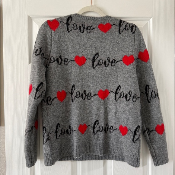cupcakes & cashmere Gray Sweater with Red Hearts and Black Script - Picture 3 of 3